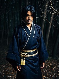 Man Cosplay Wearing Nemuri Kayama Midnight Costume in Forest