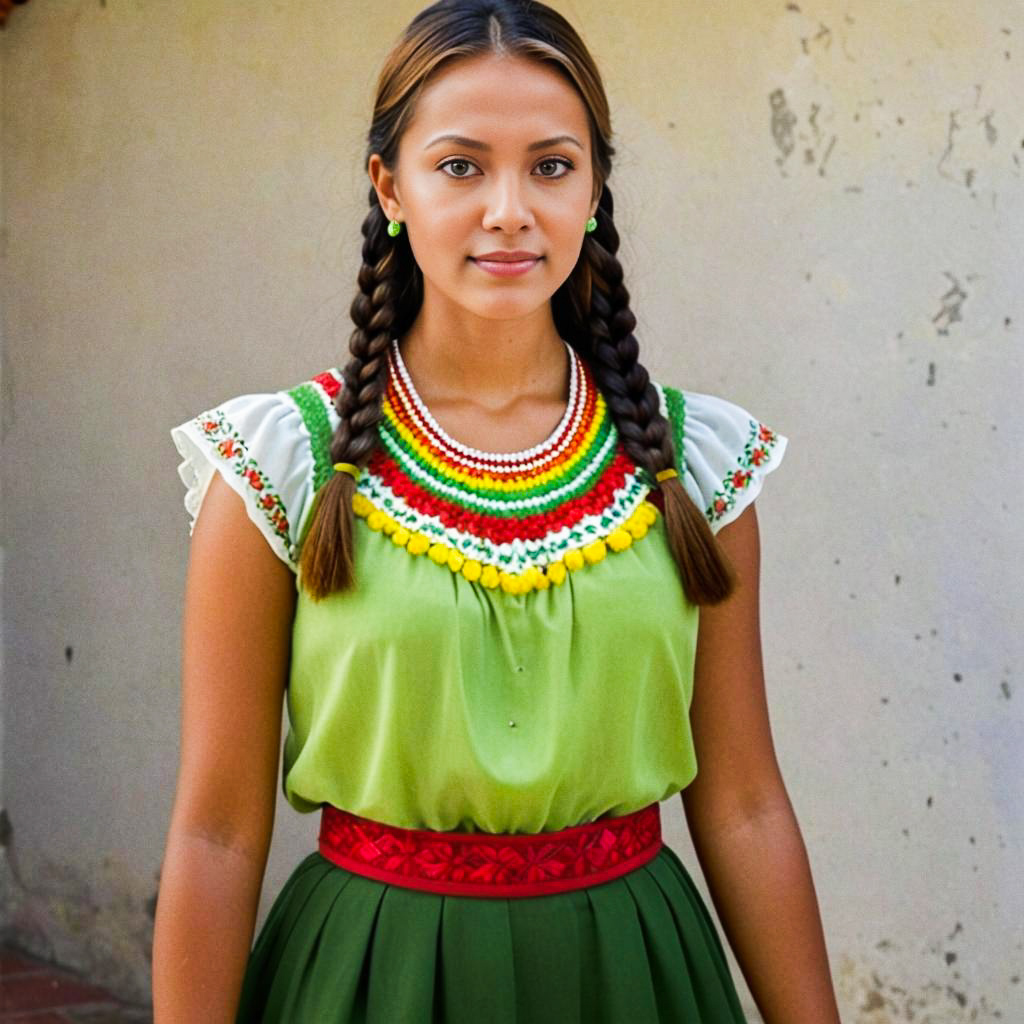 Young Woman in Vibrant Traditional Attire