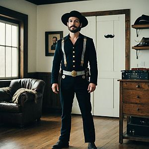Confident Man in Vintage Costume
