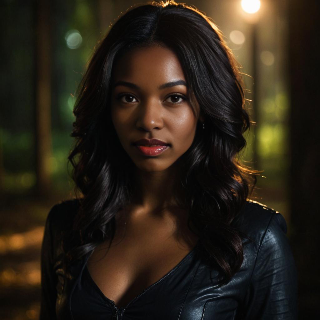 Cinematic Portrait of a Mysterious Woman Resembling Bonnie Bennett