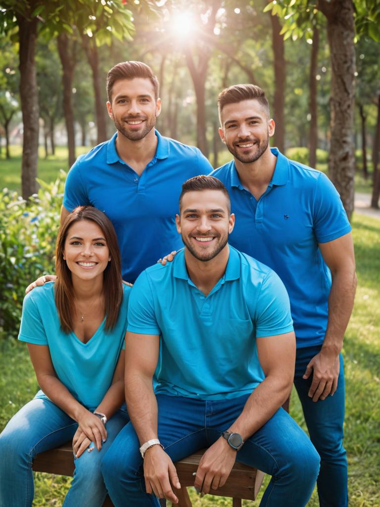 Cheerful Friends in Dodger Blue Shirts