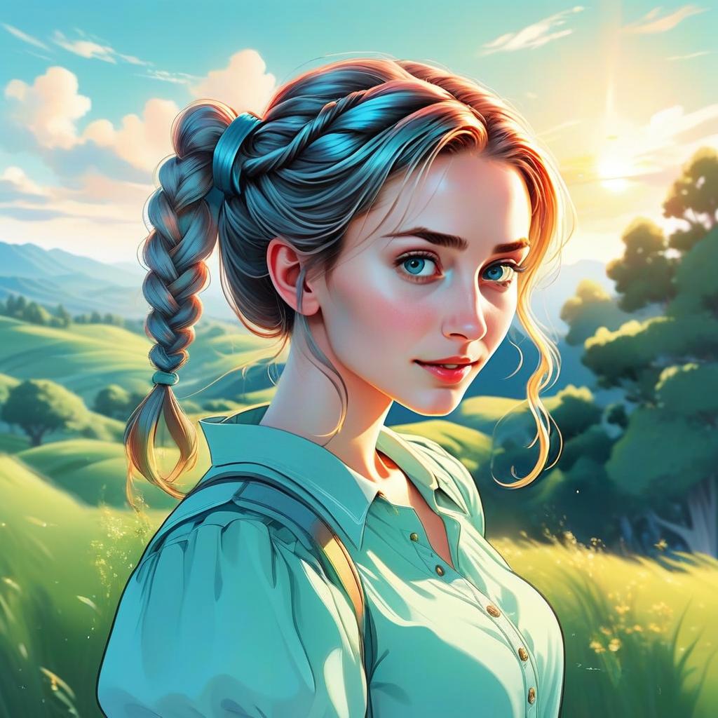 Young Woman in Sunlit Countryside Young Woman in Sunlit Countryside