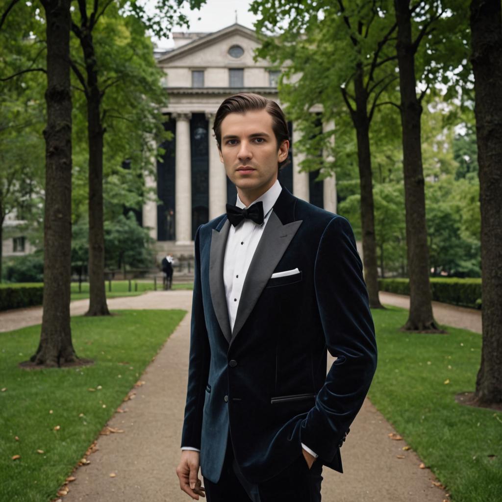 Man in Elegant Tuxedo in Artistic Setting