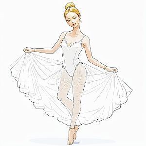 Graceful Woman in White Ballet Costume