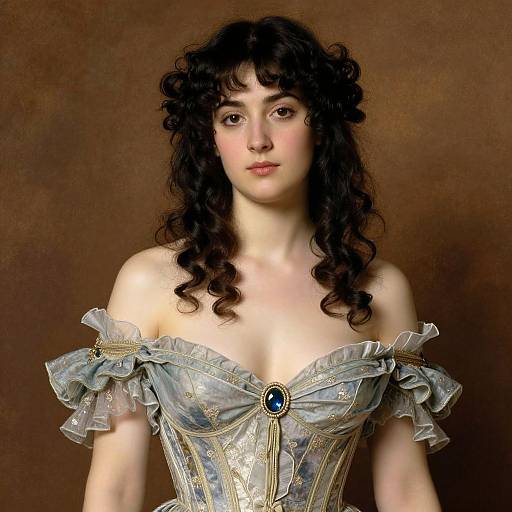 Portrait of Young Woman in Renaissance Style Corset Dress