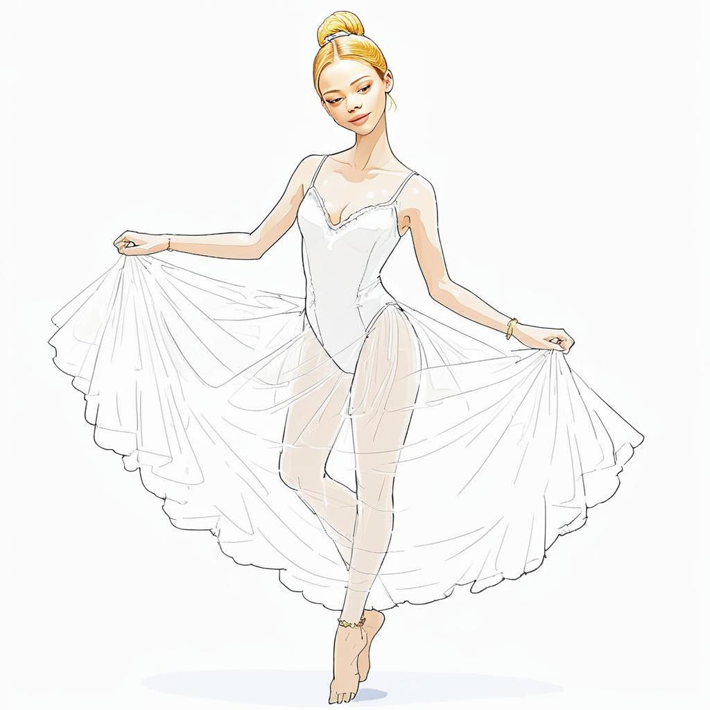 Graceful Woman in White Ballet Costume Graceful Woman in White Ballet Costume
