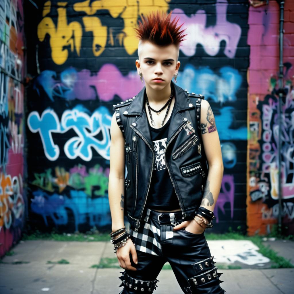 Punk Style Individual Against Graffiti