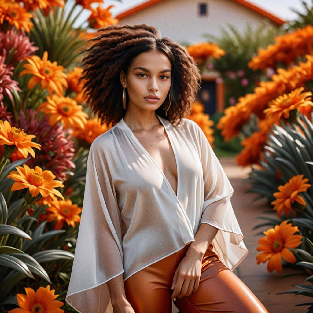 Stunning Woman in Vibrant Garden