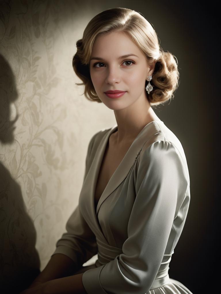 Elegant Woman in Vintage Hollywood Glamour Style