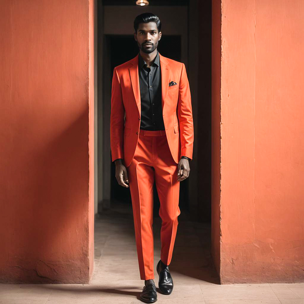 Confident Man in Orange Suit