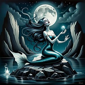 Enchanting Mermaid Under Moonlight