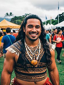 Man in Moana Costume at Outdoor Festival Cosplay