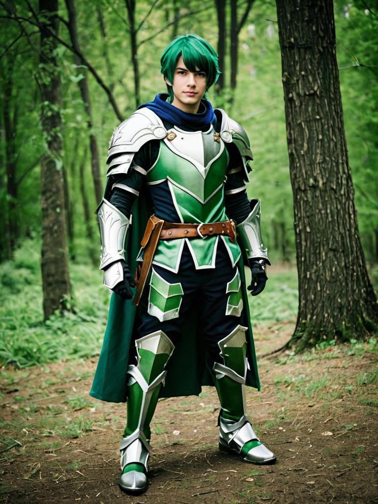Realistic Alm Cosplay from Fire Emblem in Forest Setting