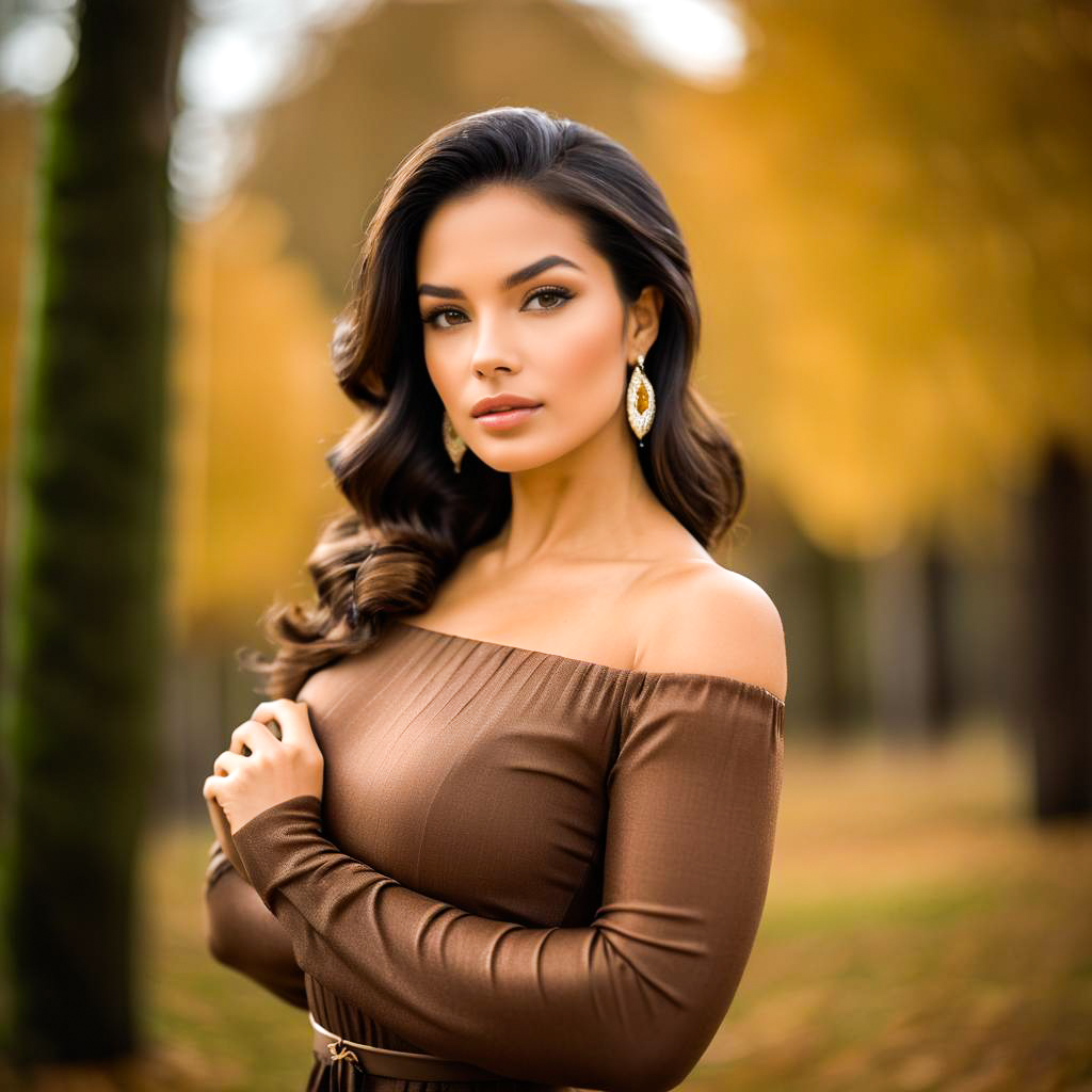 Elegant Woman in Autumn Forest