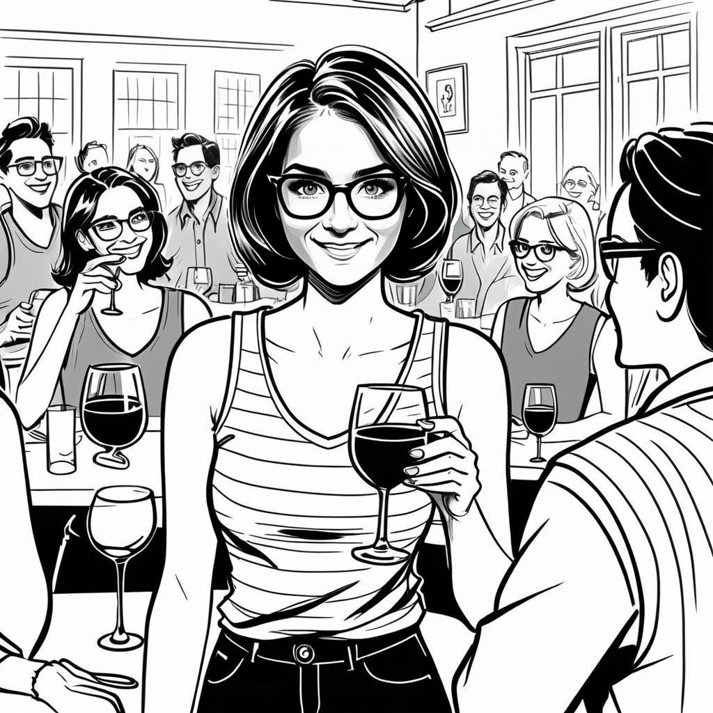 Stylish Woman with Wine at Social Gathering Stylish Woman with Wine at Social Gathering