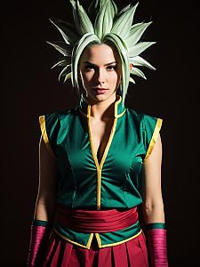 Realistic Kefla Costume Cosplay Woman with Spiky Green Hair