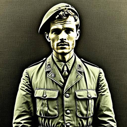 Vintage Military Man Portrait in Digital Art Style