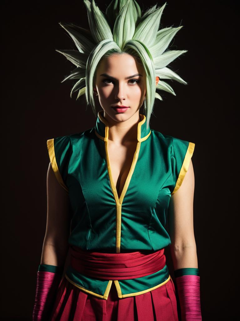 Realistic Kefla Costume Cosplay Woman with Spiky Green Hair