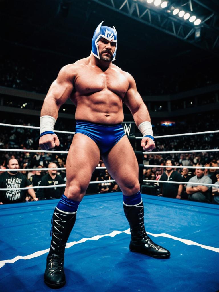 Man in WWE Fighter Costume Full Body Cosplay Photo in Wrestling Ring