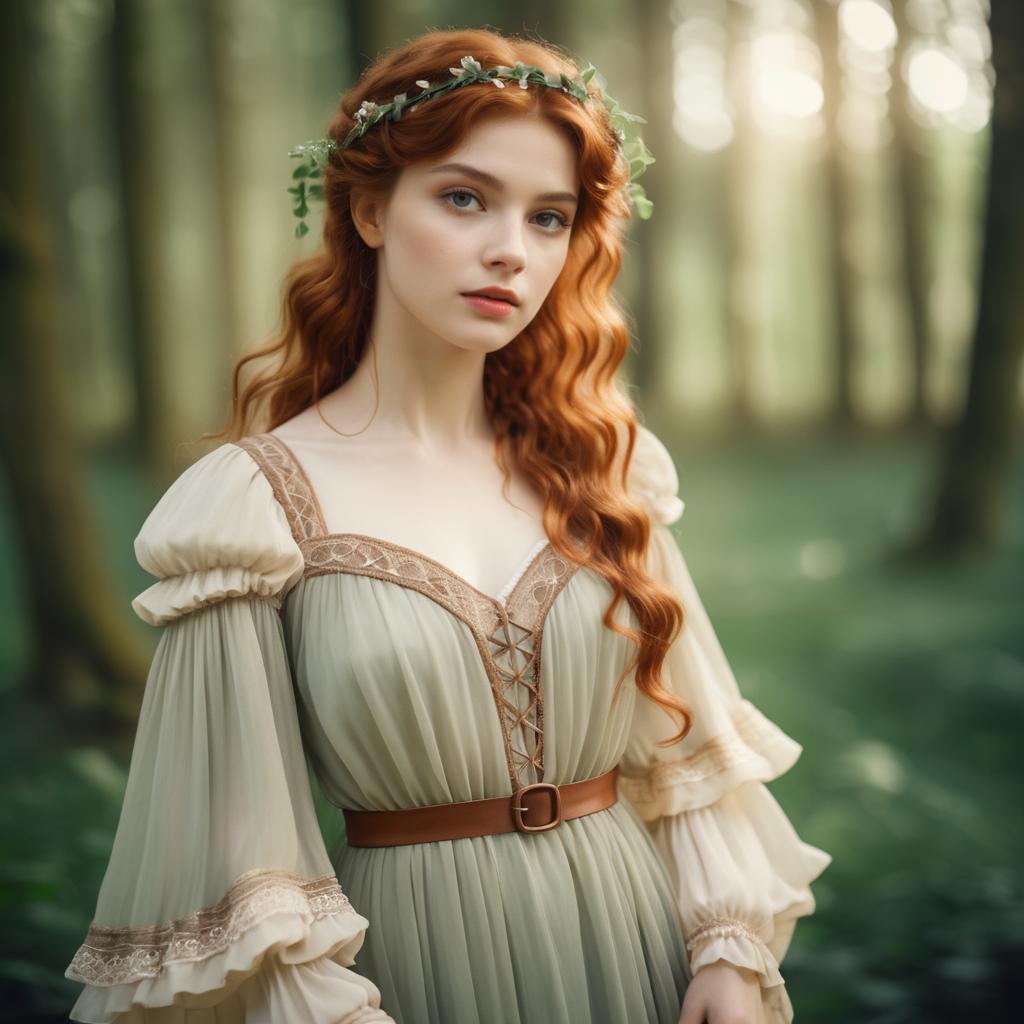 Serene Portrait of a Young Woman in a Floral Crown