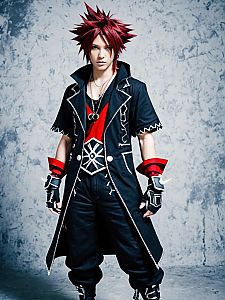 Man Cosplay Axel Kingdom Hearts Costume Realistic Photo