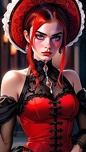 Elegant Woman in Victorian Corset Dress