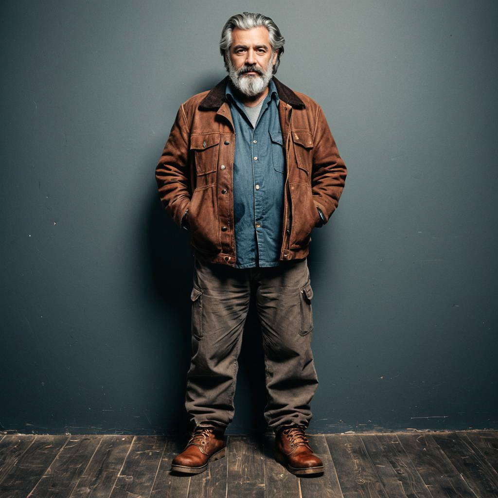 Confident Mature Man in Brown Jacket Confident Mature Man in Brown Jacket