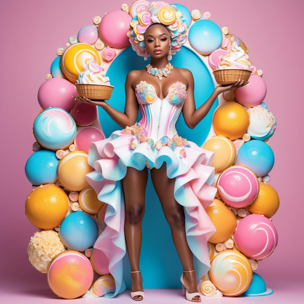 Whimsical Candy-Inspired Fashion Model