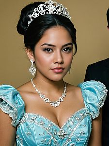 Elegant Young Woman in Light Blue Quinceañera Gown