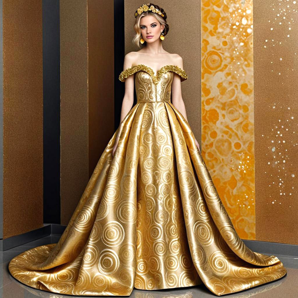 Elegant Woman in Gold Gown