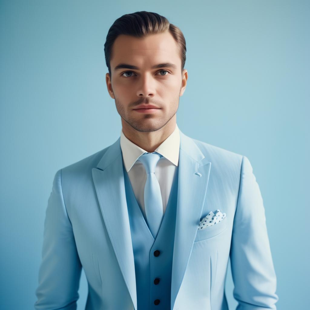 Stylish Man in Light Blue Suit