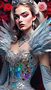 Fantasy-Inspired Portrait of Woman in Gemstone Costume
