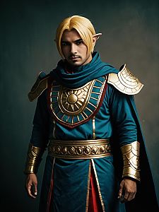 Man Cosplay Wearing Darunia Costume Realistic Photo Dressed as Darunia