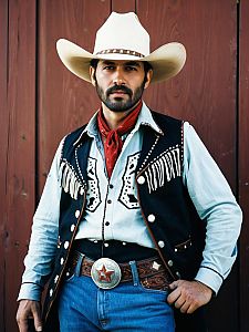 Man in Cowgirl Cowboy Costume Cosplay Editorial Portrait Cinematic