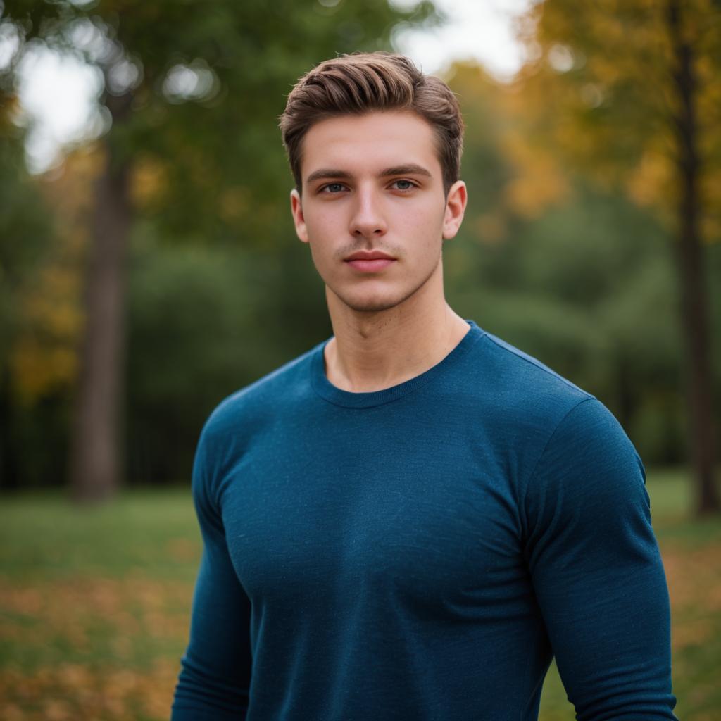 Young Man in Autumn Park