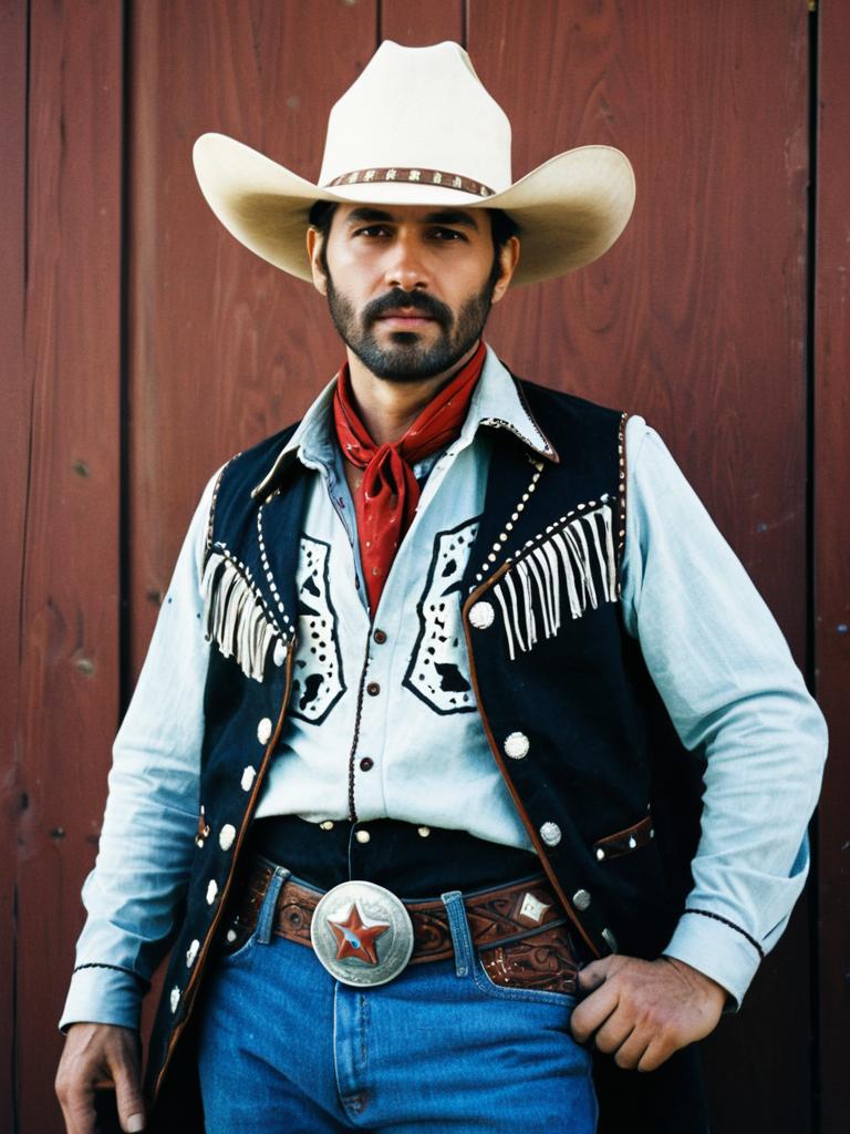 Man in Cowgirl Cowboy Costume Cosplay Editorial Portrait Cinematic