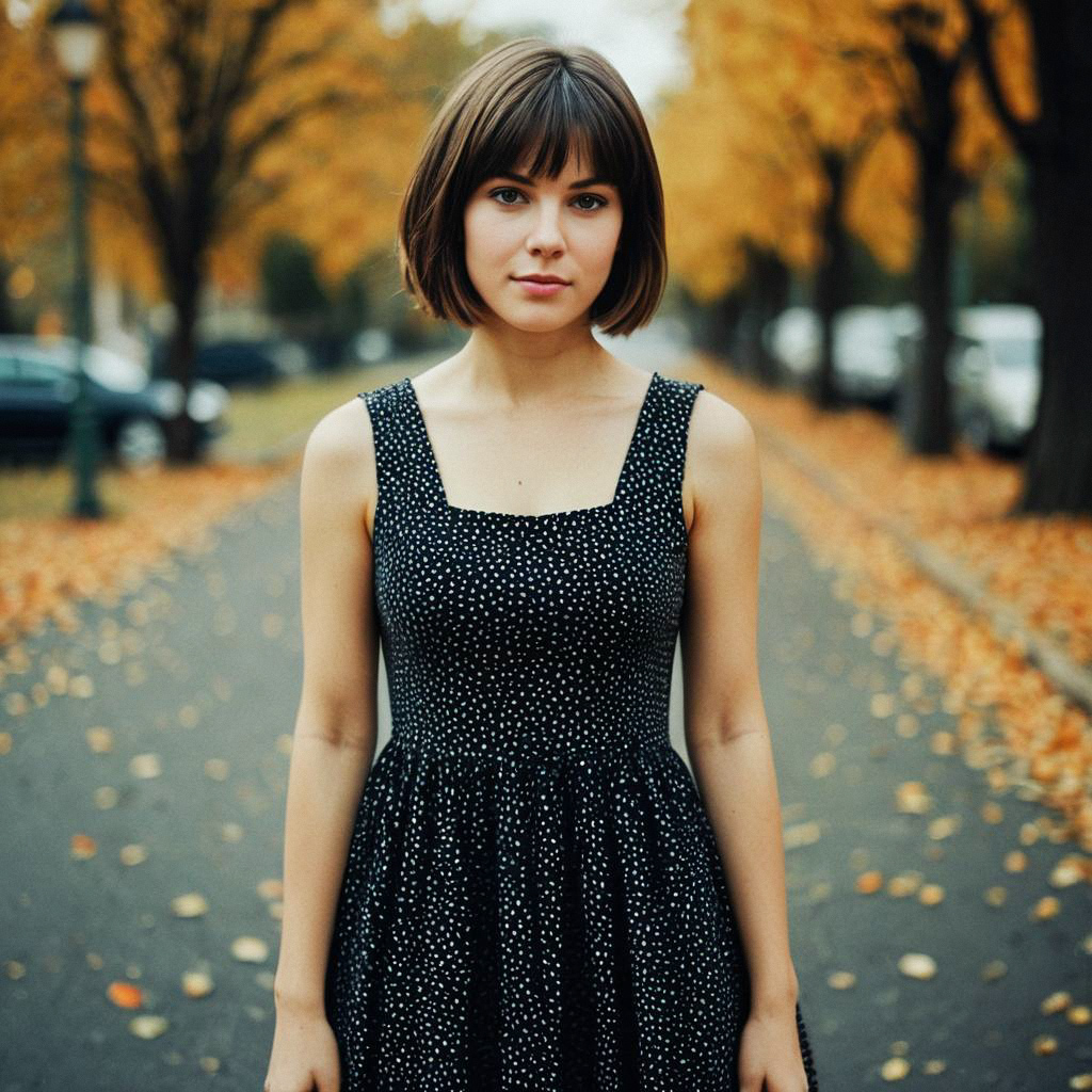 Confident Woman in Autumn Street Confident Woman in Autumn Street