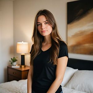 Young Woman in Casual Bedroom