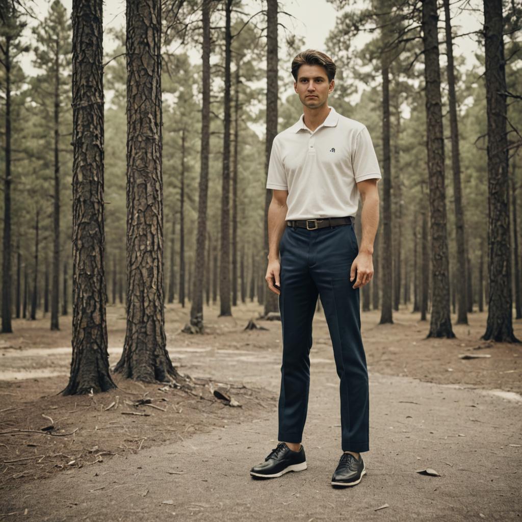 Confident Man in Smart Casual Attire in Forest