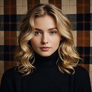 Confident Young Woman in Black Turtleneck