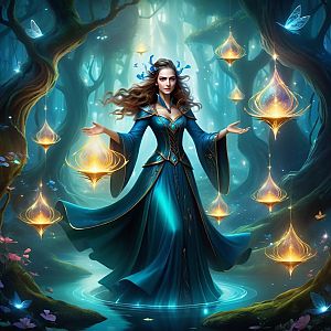 Mystical Woman in Enchanted Forest