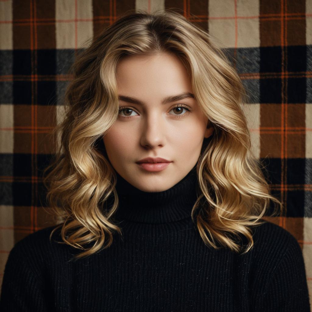 Confident Young Woman in Black Turtleneck