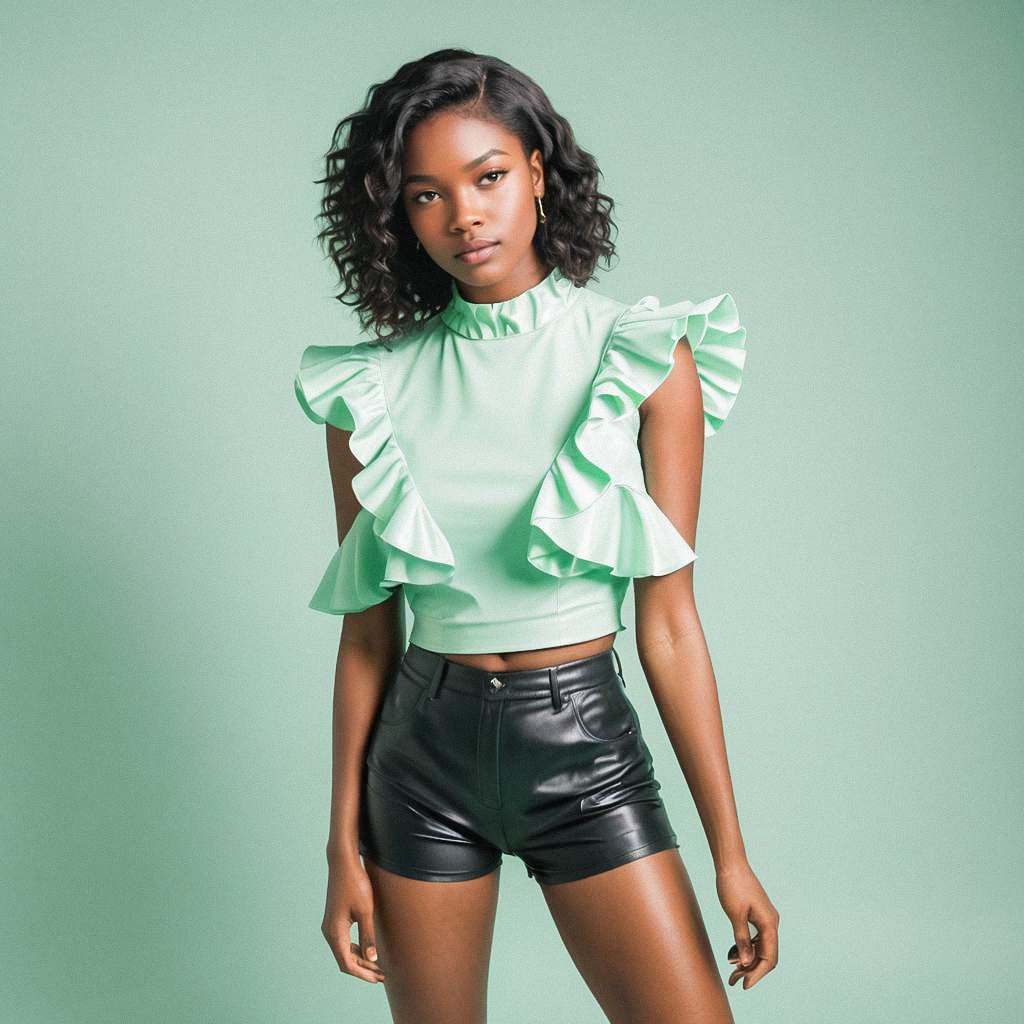 Confident Young Woman in Stylish Outfit Confident Young Woman in Stylish Outfit