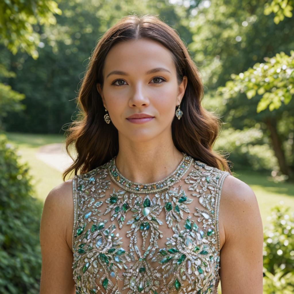 Elegant Woman in Beaded Top with Sparkling Design