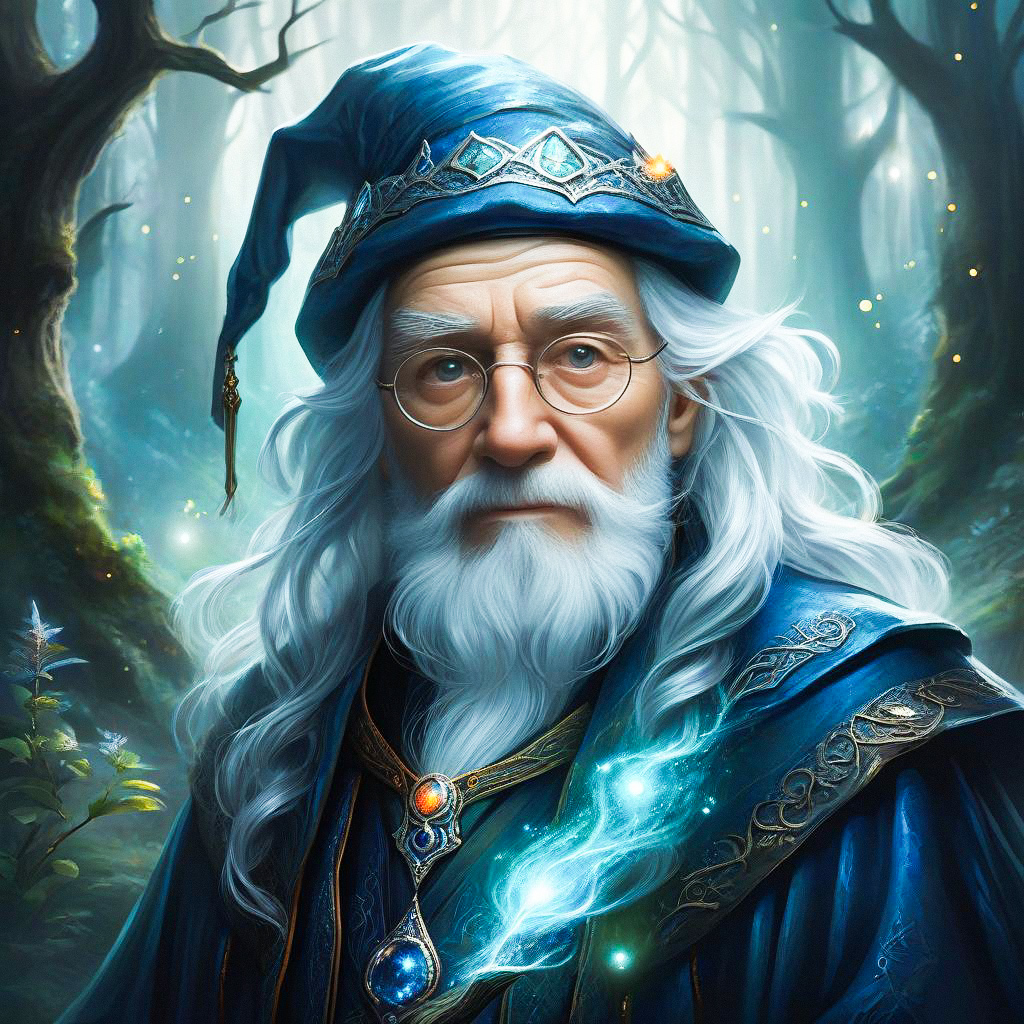 Elderly Wizard in Enchanted Forest