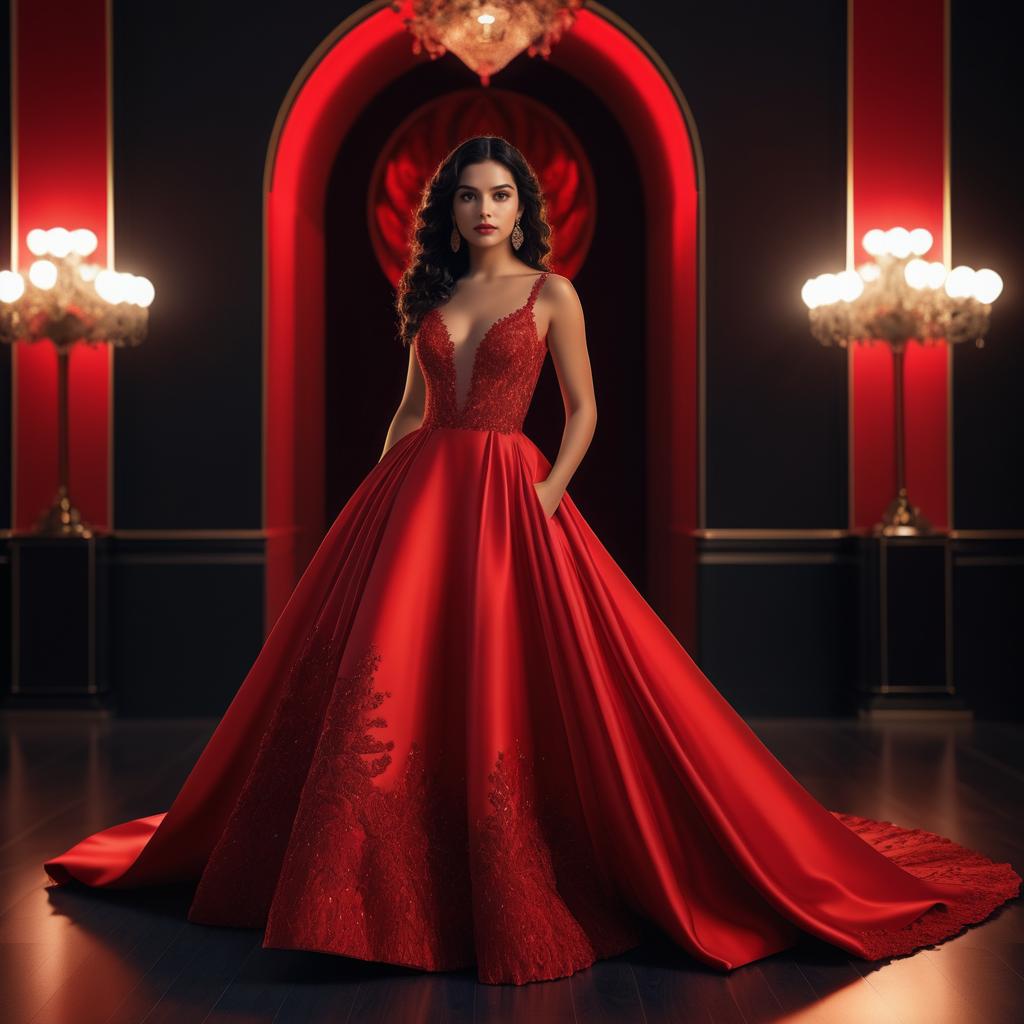 Elegant Woman in Red Gown