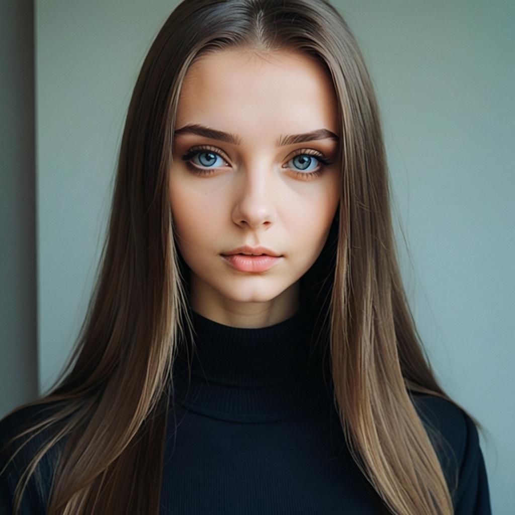 Elegant Woman Portrait with Blue Eyes