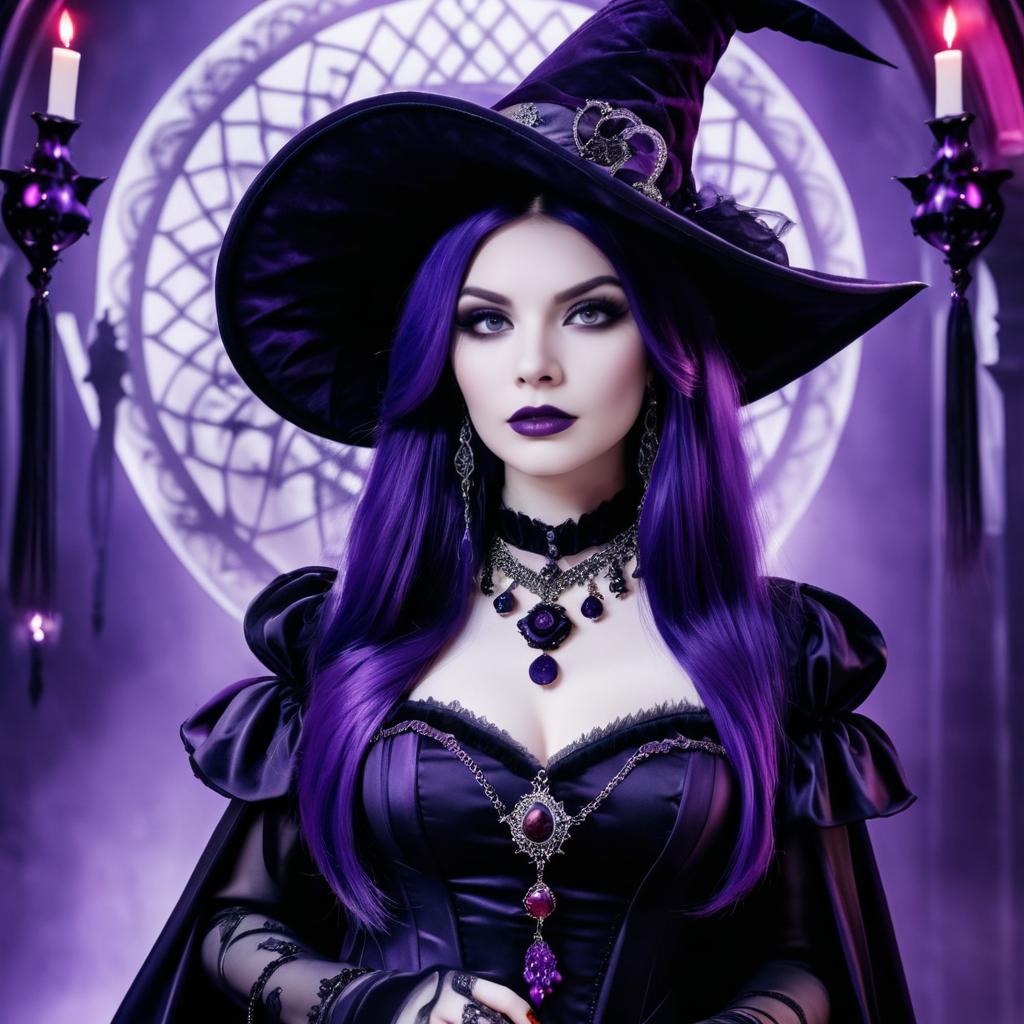 Elegant Gothic Vampire Costume with Purple Hair