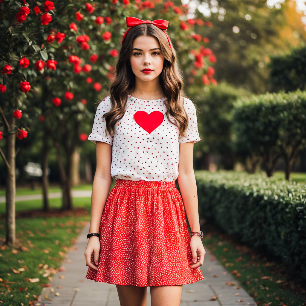 Confident Woman in Blooming Red Roses