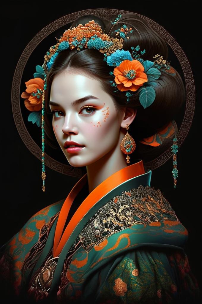 Regal Woman in Ornate Traditional Attire